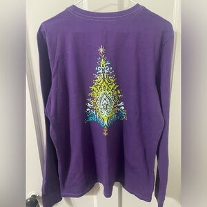 Women’s Life is Good Crusher Long Sleeve Christmas tee purple